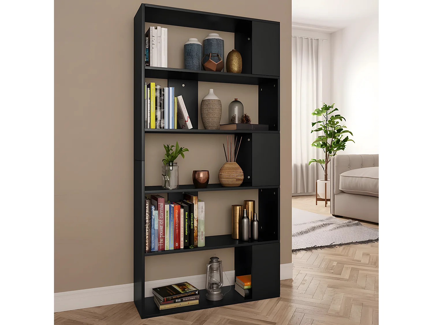 Bibliothèque/Séparateur de pièce Noir 80x24x159 cm Aggloméré