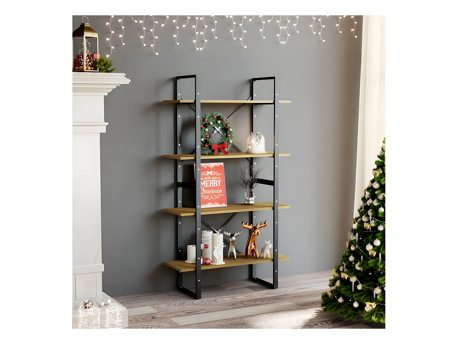 Boekenkast met 4 schappen 80x30x140 cm massief grenenhout