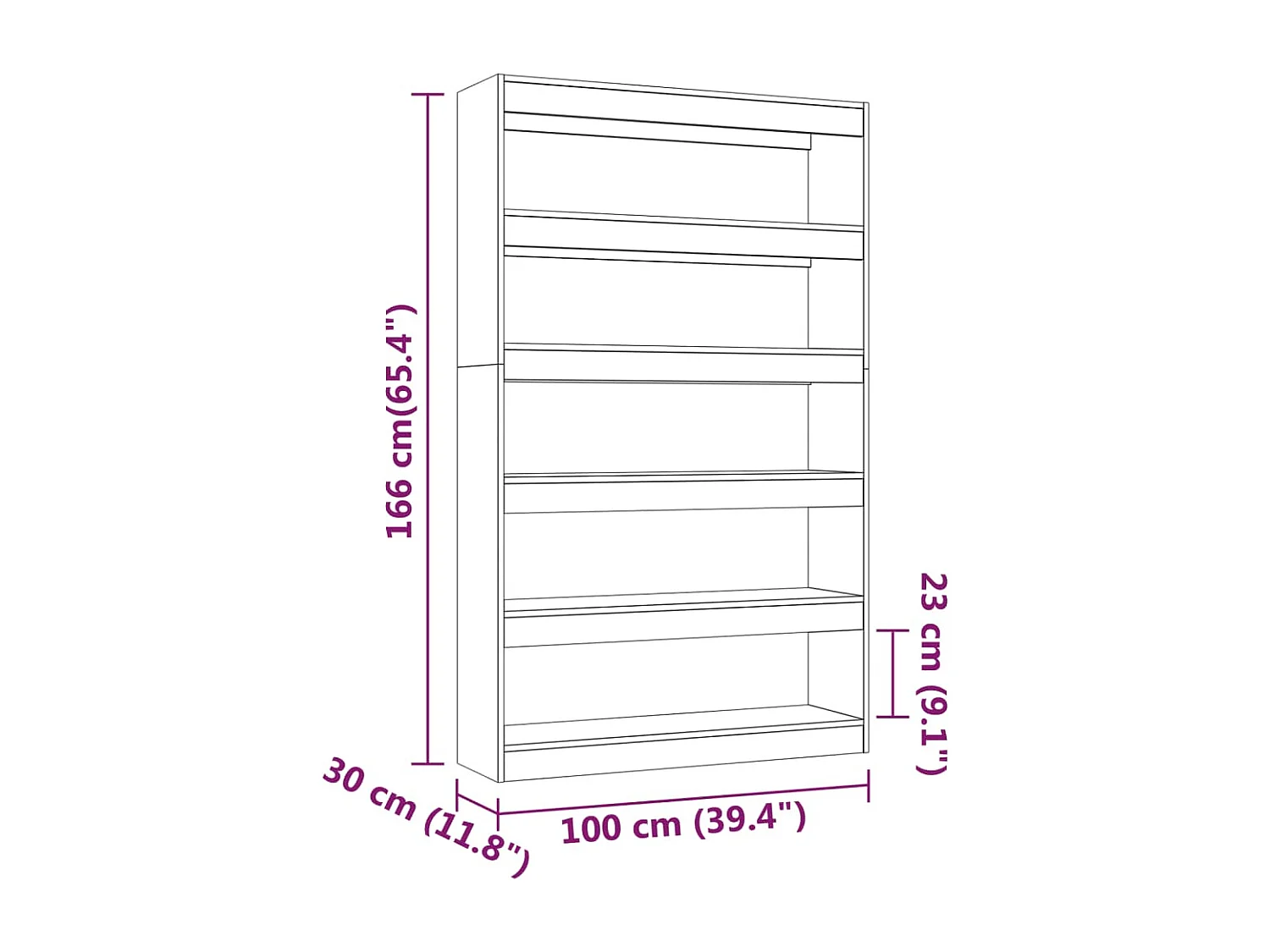 Estante/divisória 100x30x166 cm preto