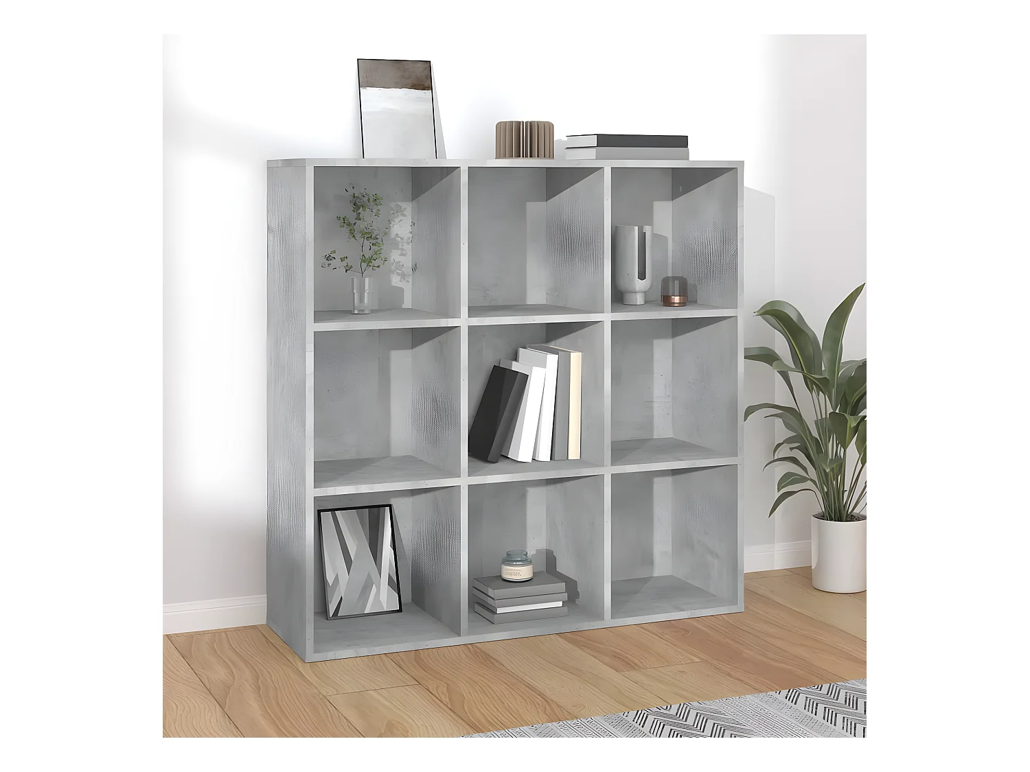 Bibliothèque Gris béton 98x30x98 cm Aggloméré