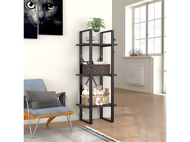 Estante c/ 3 prateleiras 40x30x105 cm contraplacado cinzento