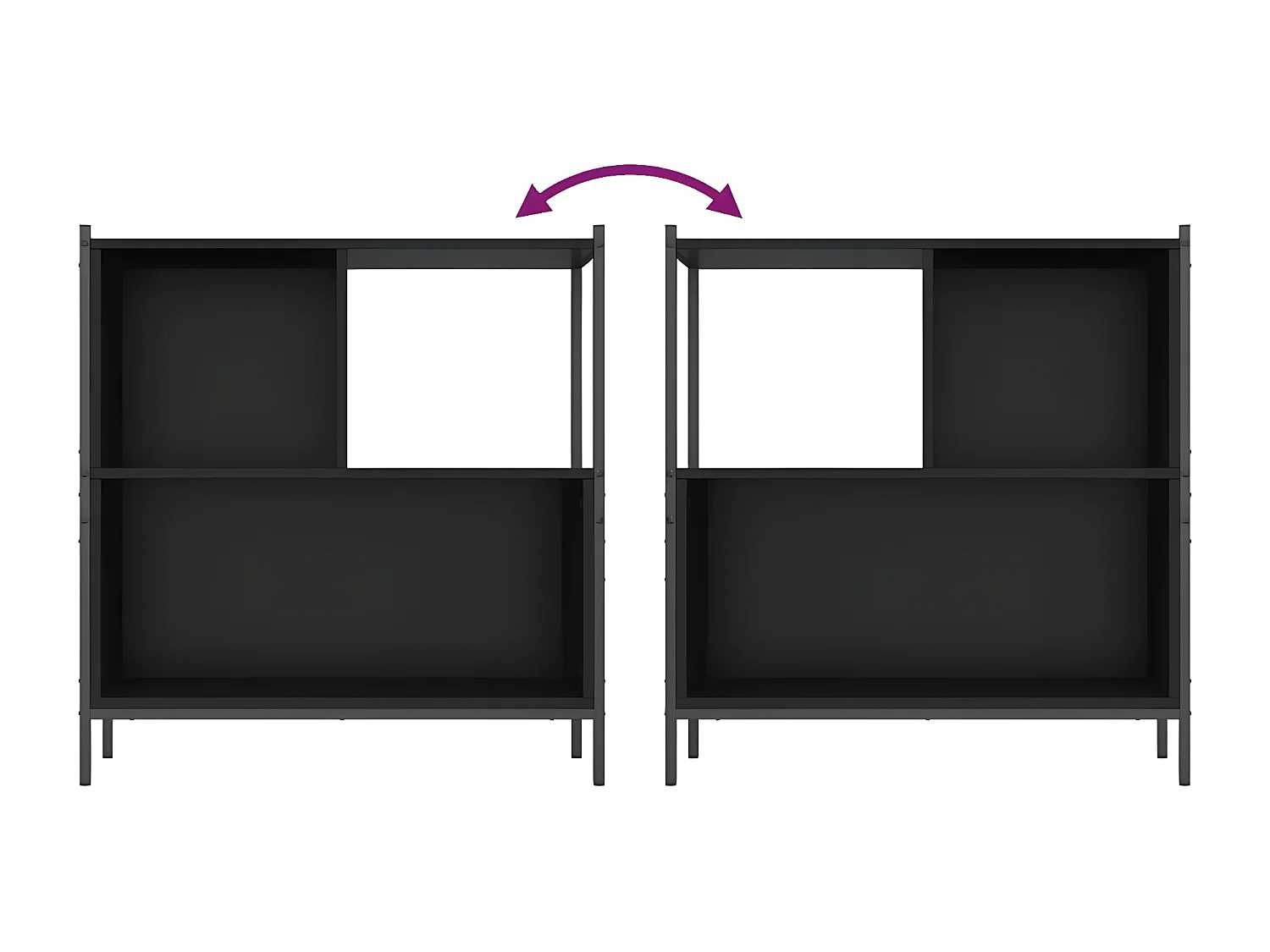 Bibliothèque noir 72x28x77,5 cm bois d'ingénierie