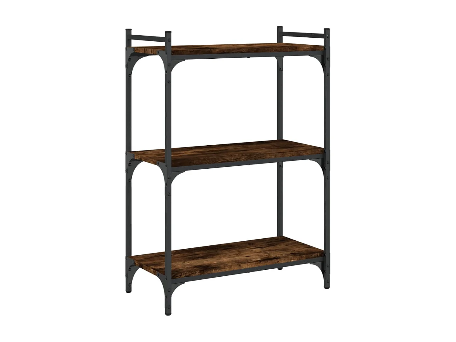 Bibliothèque 3 niveaux chêne fumé 60x30x86 cm bois d'ingénierie