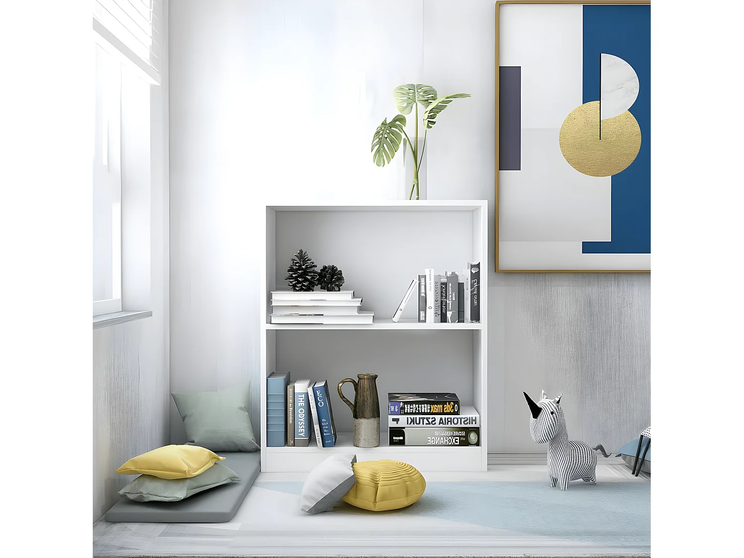 Estantería de madera contrachapada blanco 60x24x74,5 cm