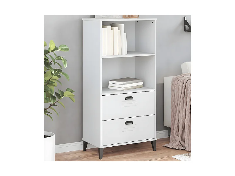 Bibliothèque VIKEN blanc 60x35x123 cm bois massif de pin