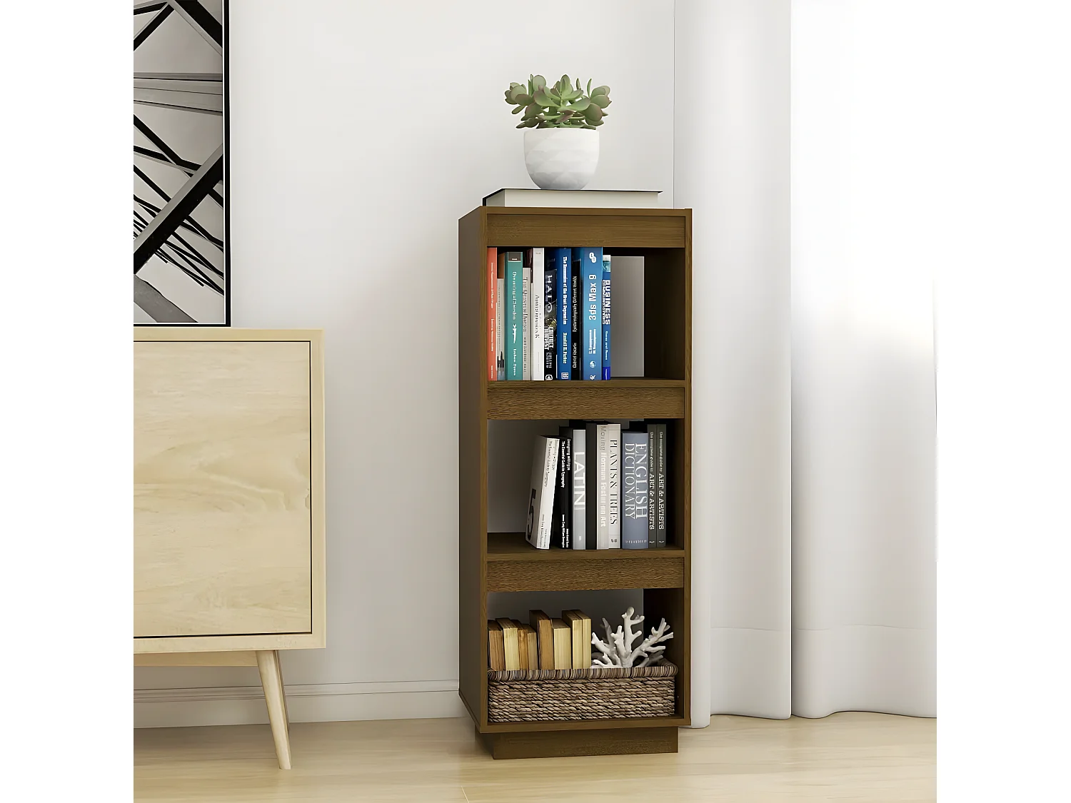 Bibliothèque/Séparateur de pièce Marron miel Bois de pin massif