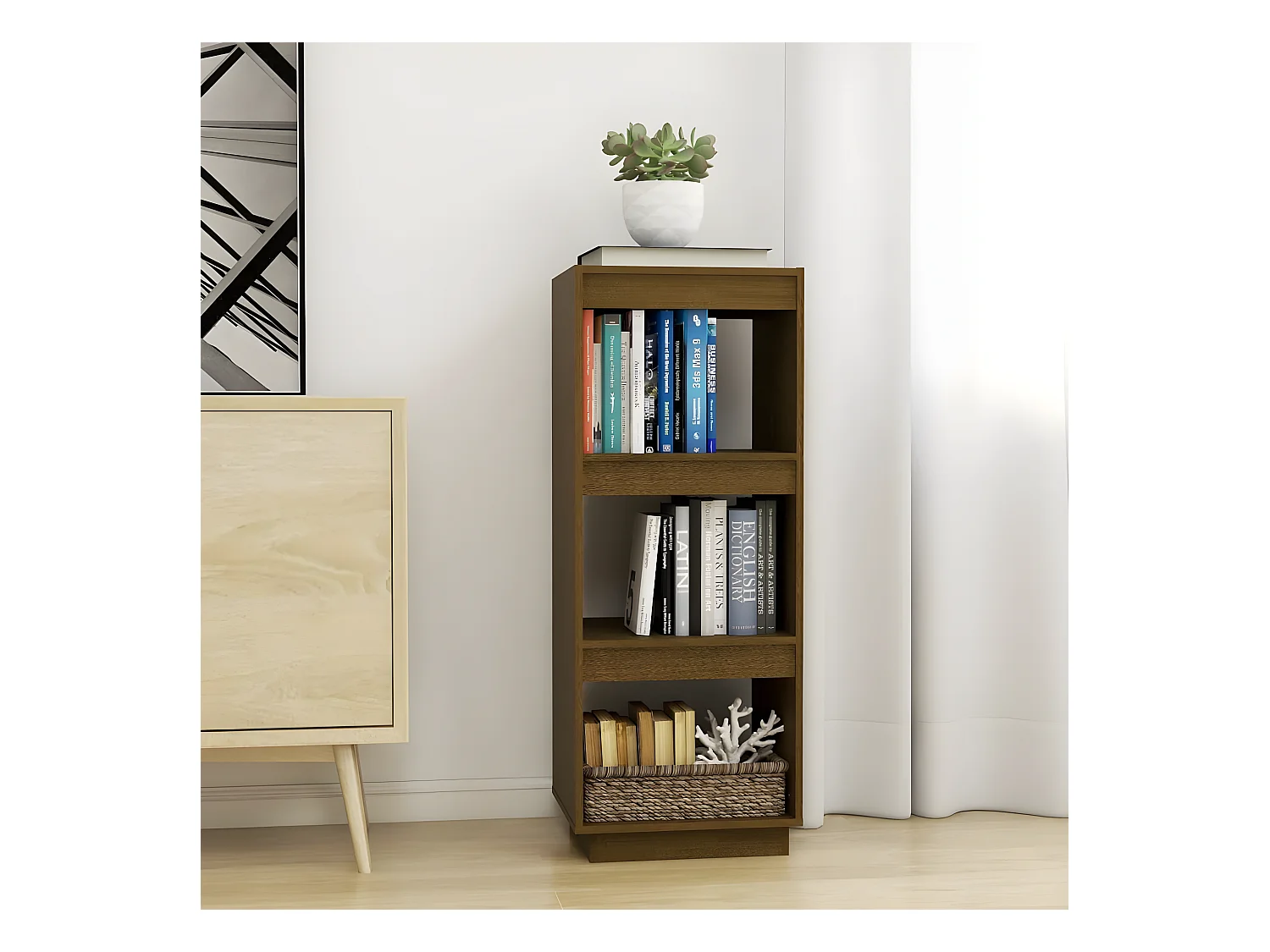 Bibliothèque/Séparateur de pièce Marron miel Bois de pin massif