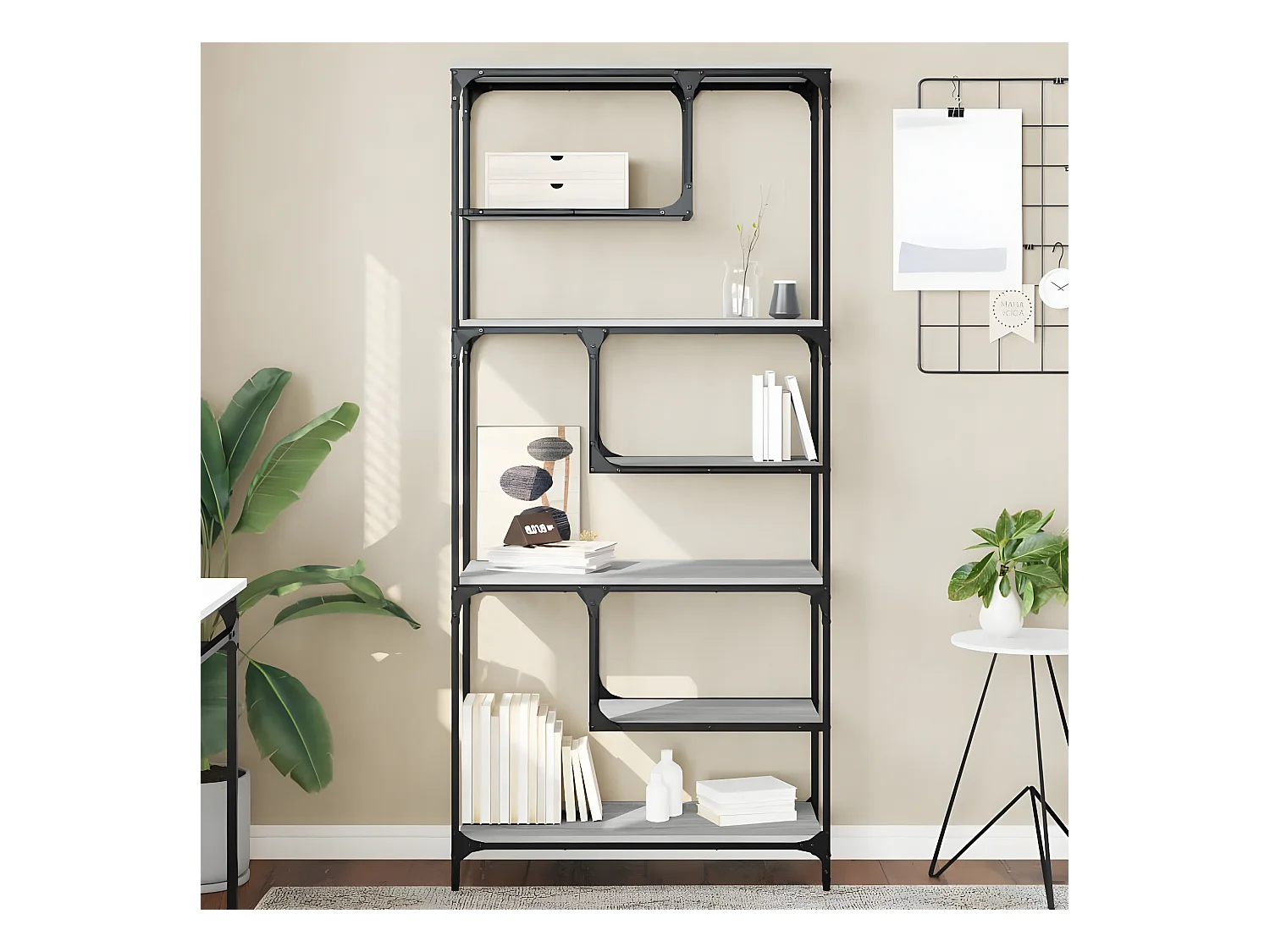 Bibliothèque sonoma gris 81x36x176 cm bois d'ingénierie