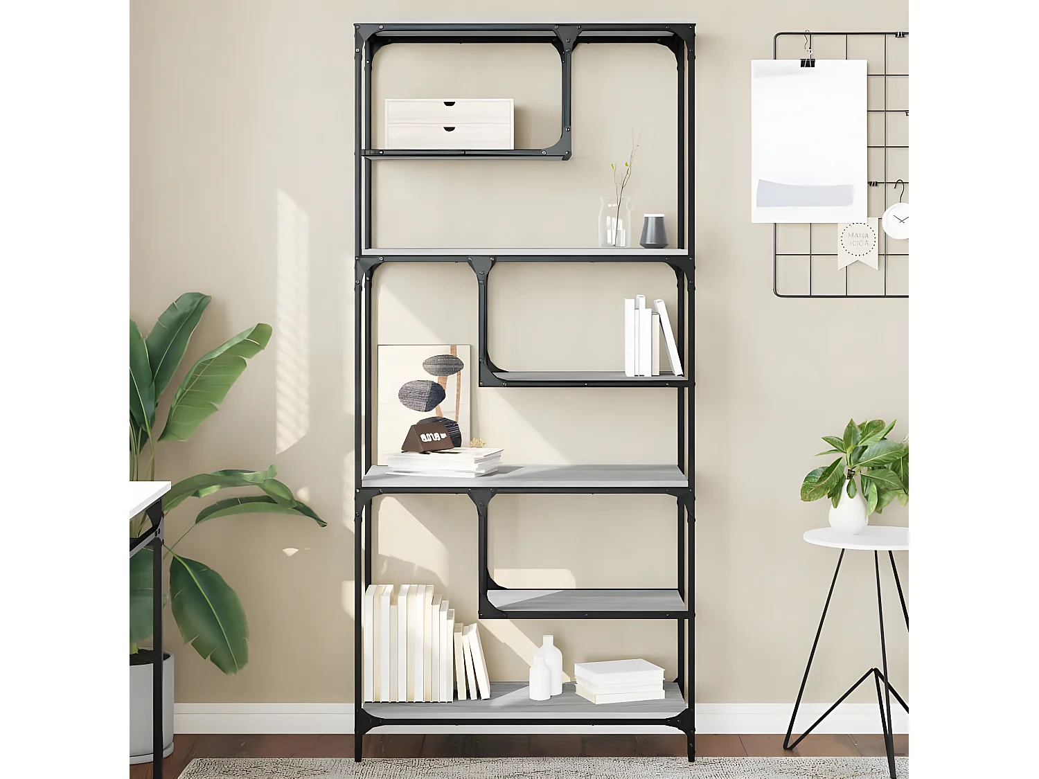 Bibliothèque sonoma gris 81x36x176 cm bois d'ingénierie