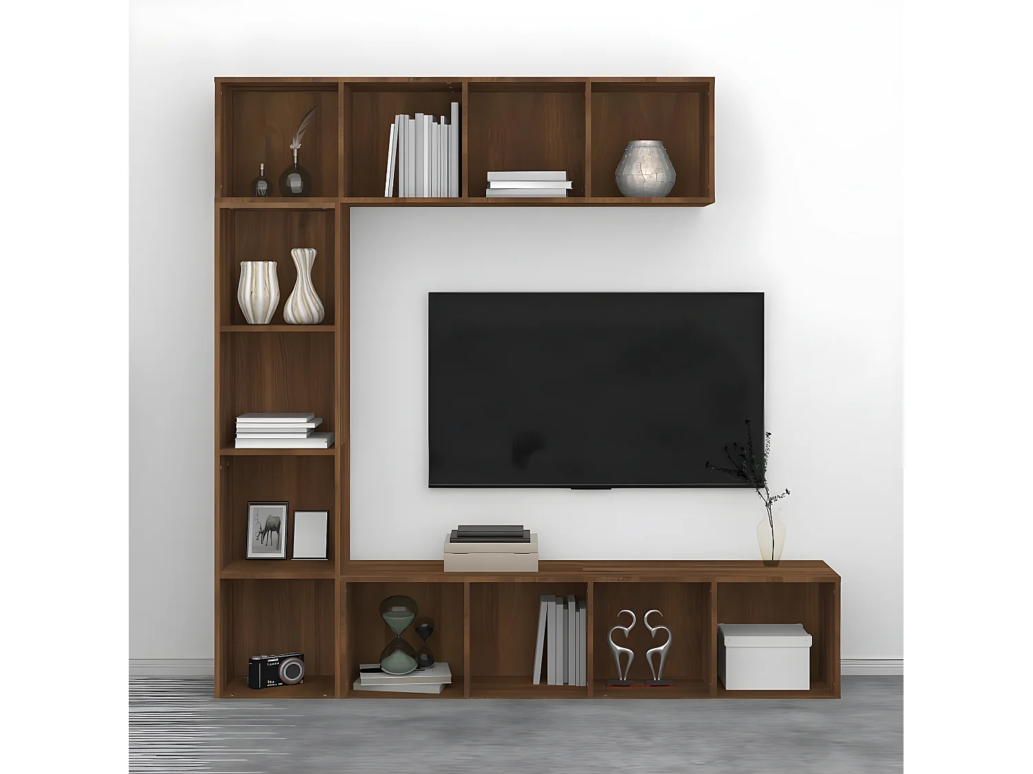 Ensemble bibliothèque/meuble TV 3 pièces Chêne marron 180x30x180cm