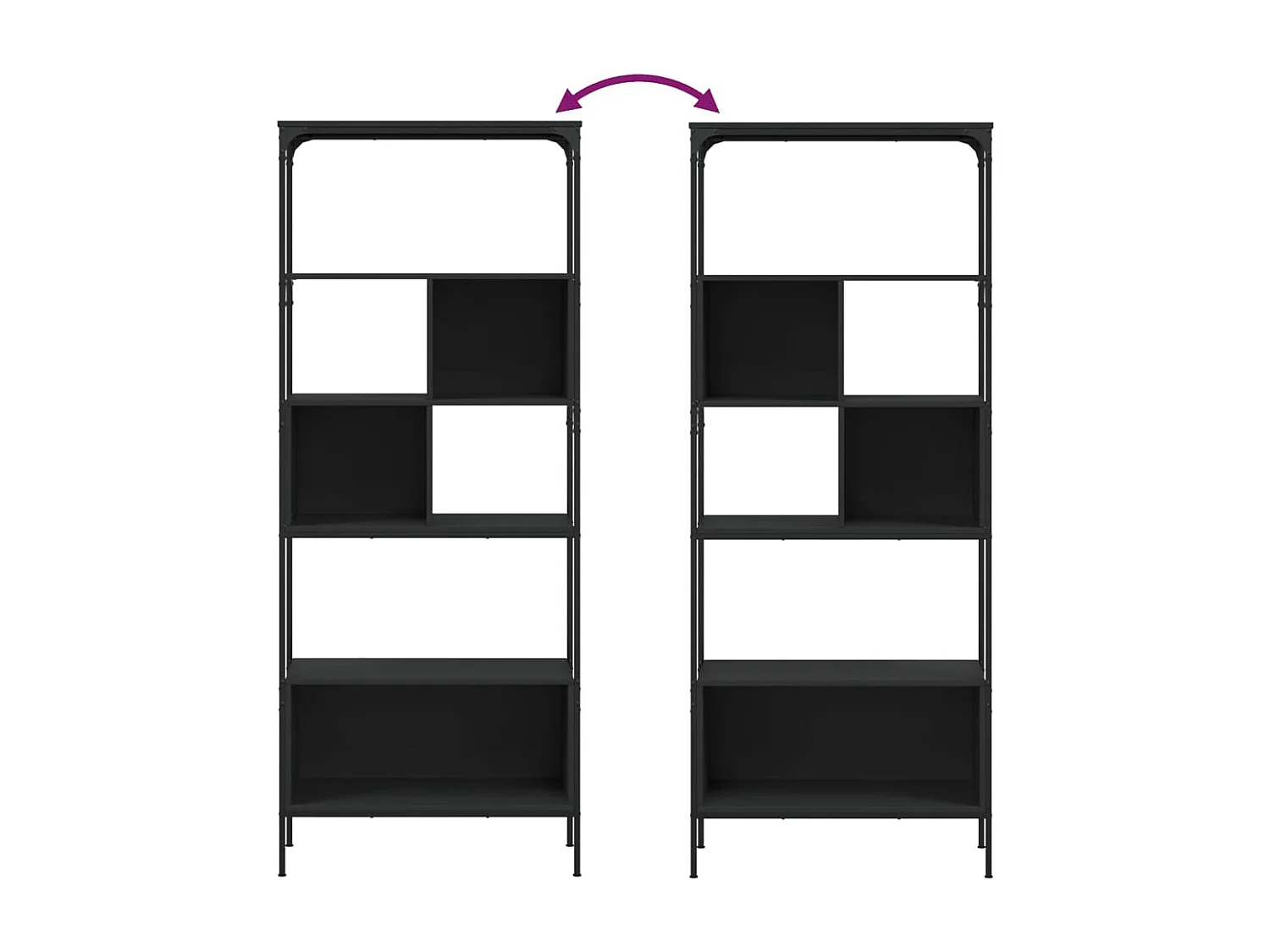 Librería 5 estantes madera de ingeniería negro 76x33x188,5 cm