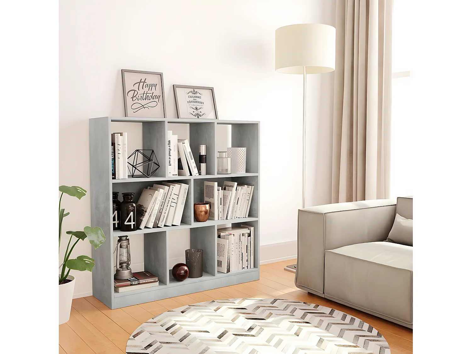 Boekenkast 97,5x29,5x100 cm bewerkt hout betongrijs