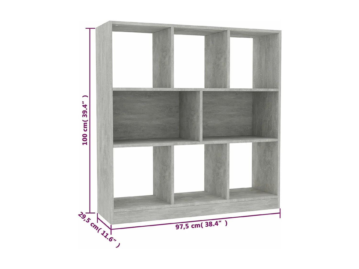 Boekenkast 97,5x29,5x100 cm bewerkt hout betongrijs
