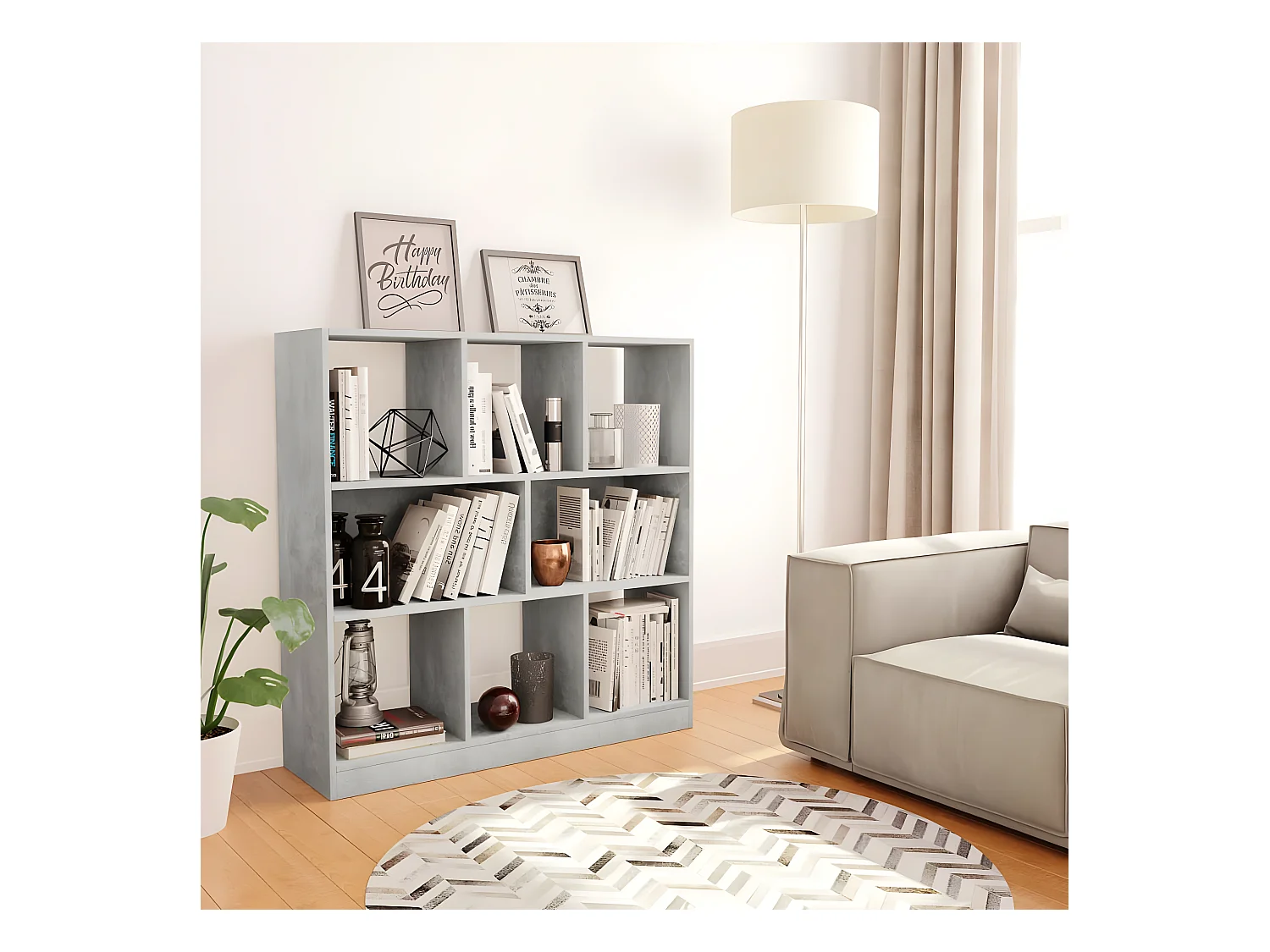 Bibliothèque Gris béton 97,5 x 29,5 x 100 cm Aggloméré