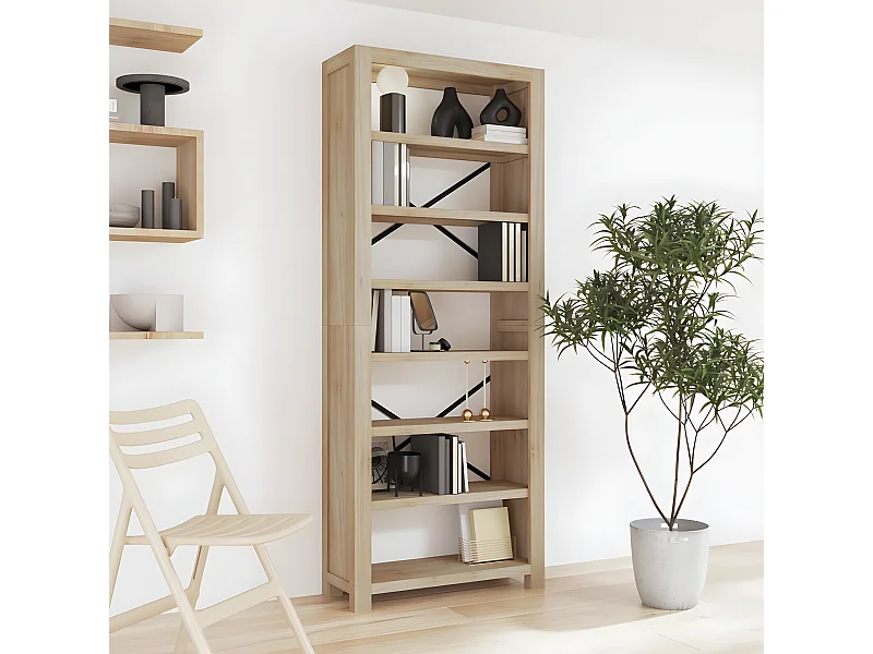 Bibliothèque 7 niveaux 80x30x200 cm Bois solide d'acacia
