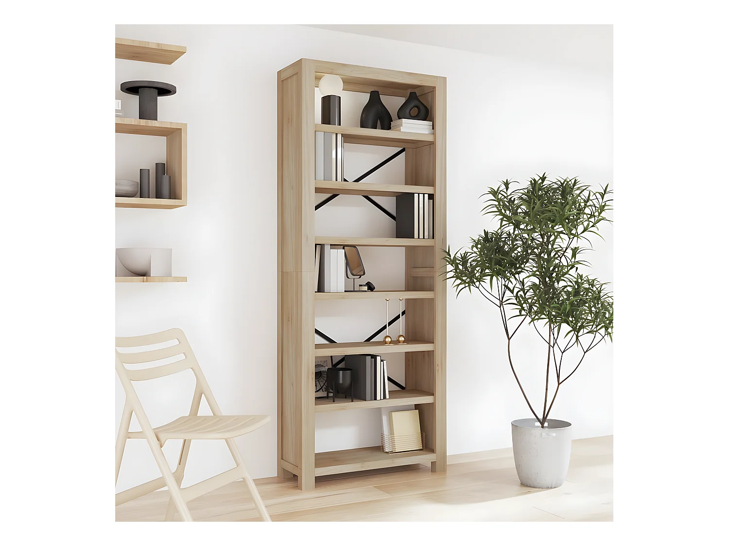 Boekenkastukkenmet 7 schappen 80x30x200 cm massief acaciahout