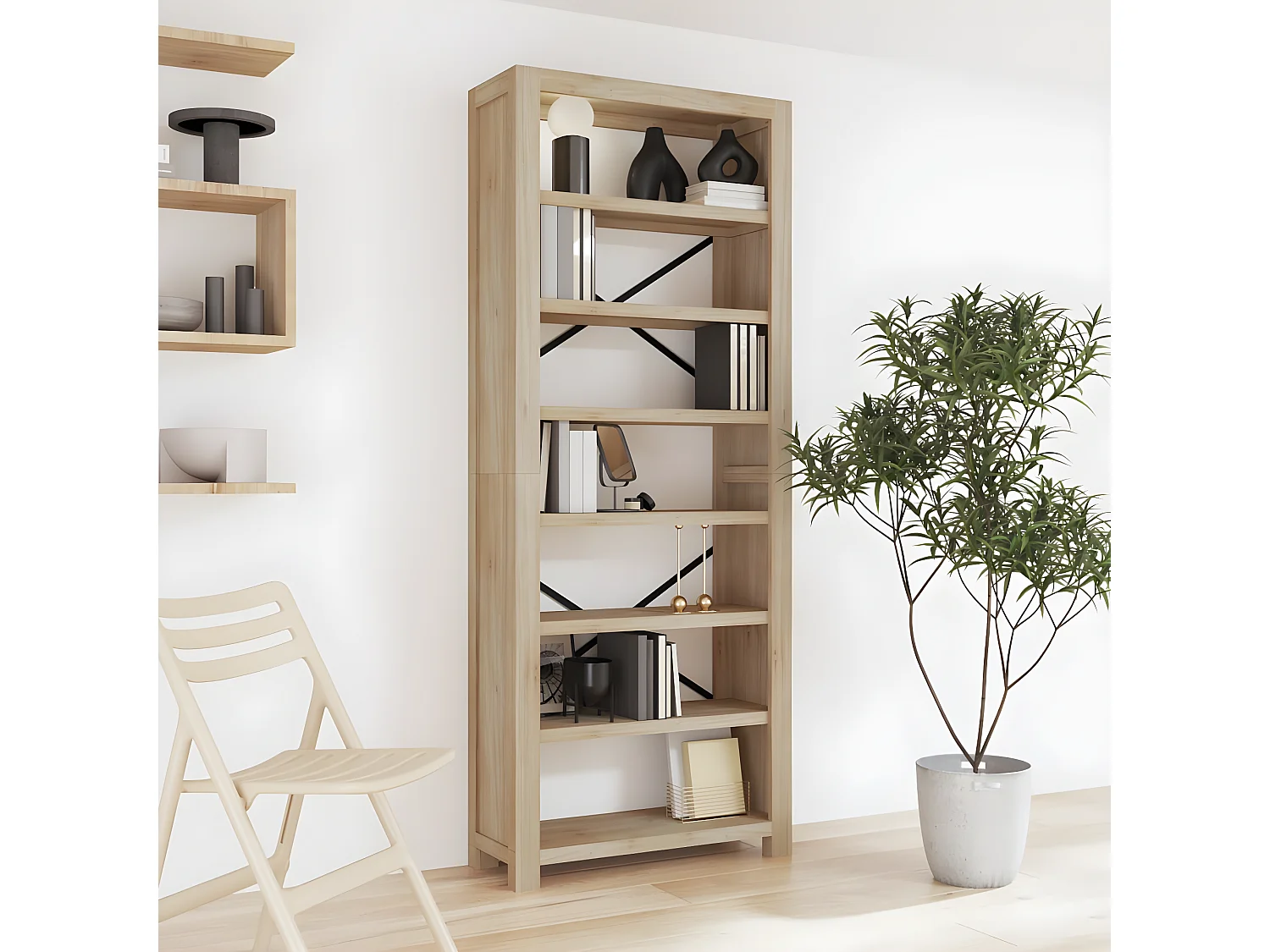 Bibliothèque 7 niveaux 80x30x200 cm Bois solide d'acacia