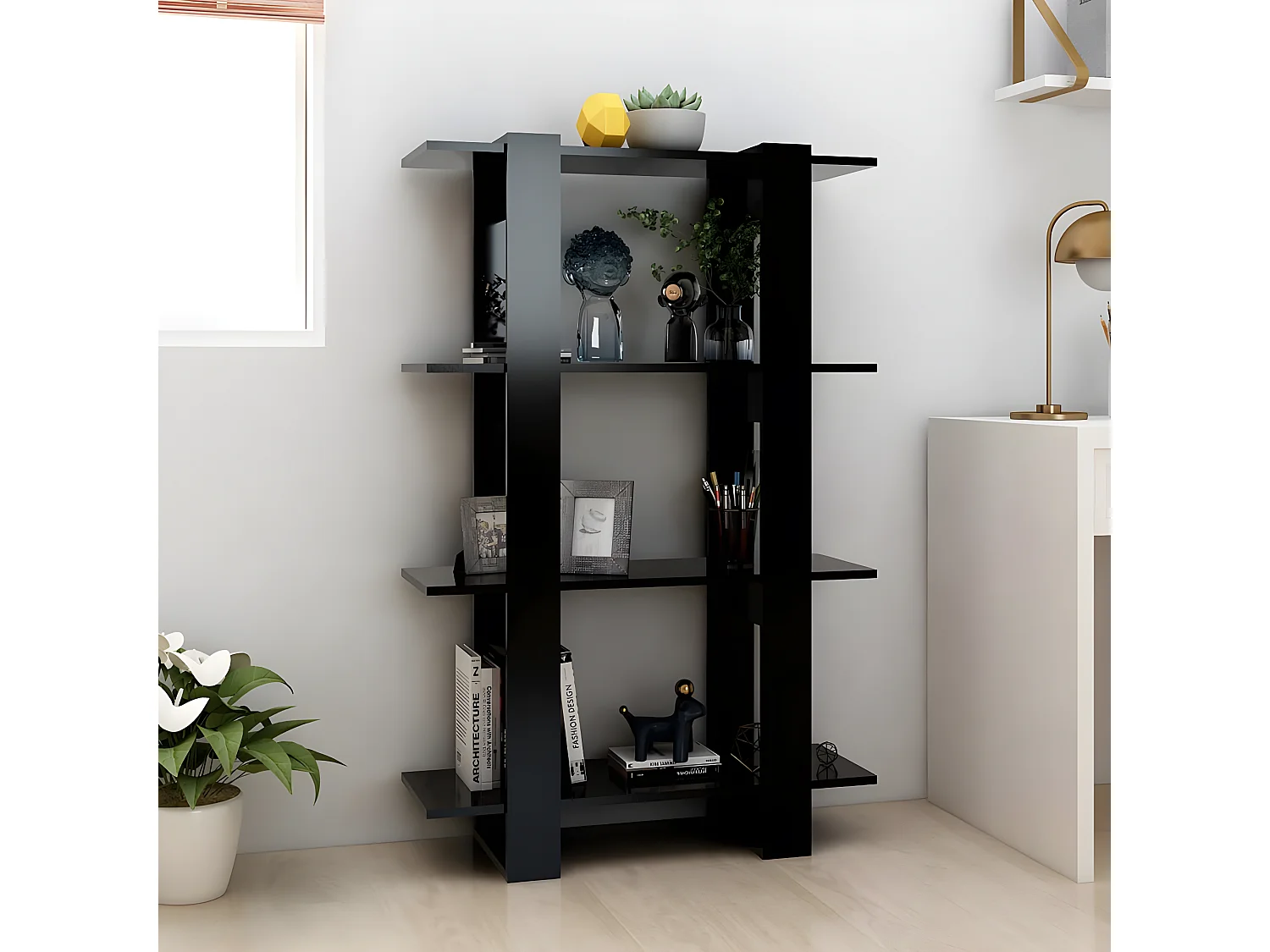 Bibliothèque/Séparateur de pièce Noir 80x30x123,5 cm