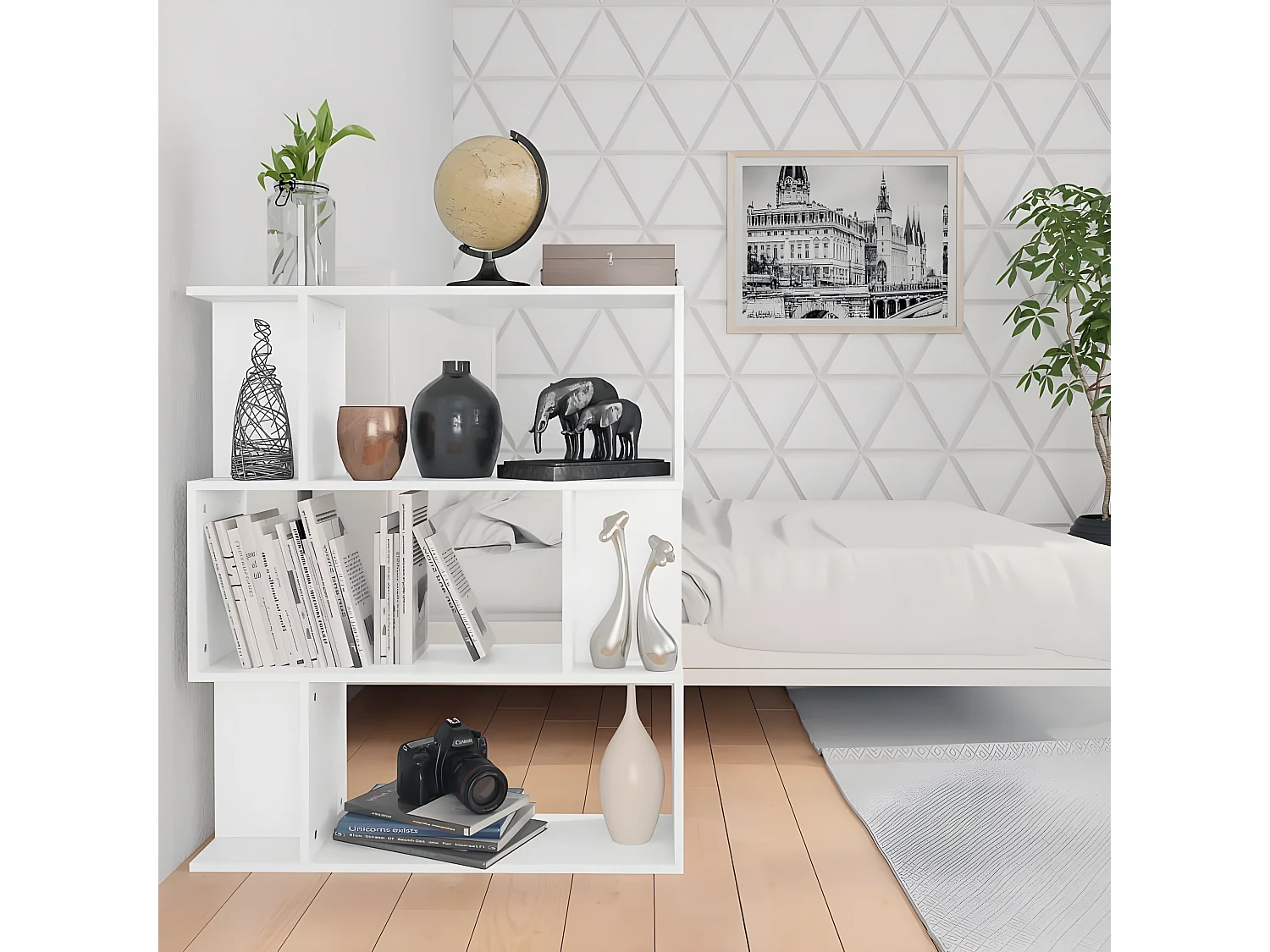 Bibliothèque/Cloison Blanc 80x24x96 cm Bois d'ingénierie