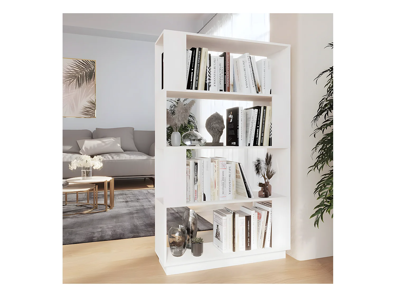 Bibliothèque/Séparateur de pièce Blanc 80x25x132 cm Pin solide