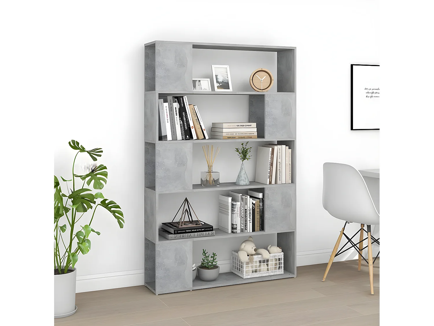 Bibliothèque de séparation Gris béton 100x24x155 cm Aggloméré