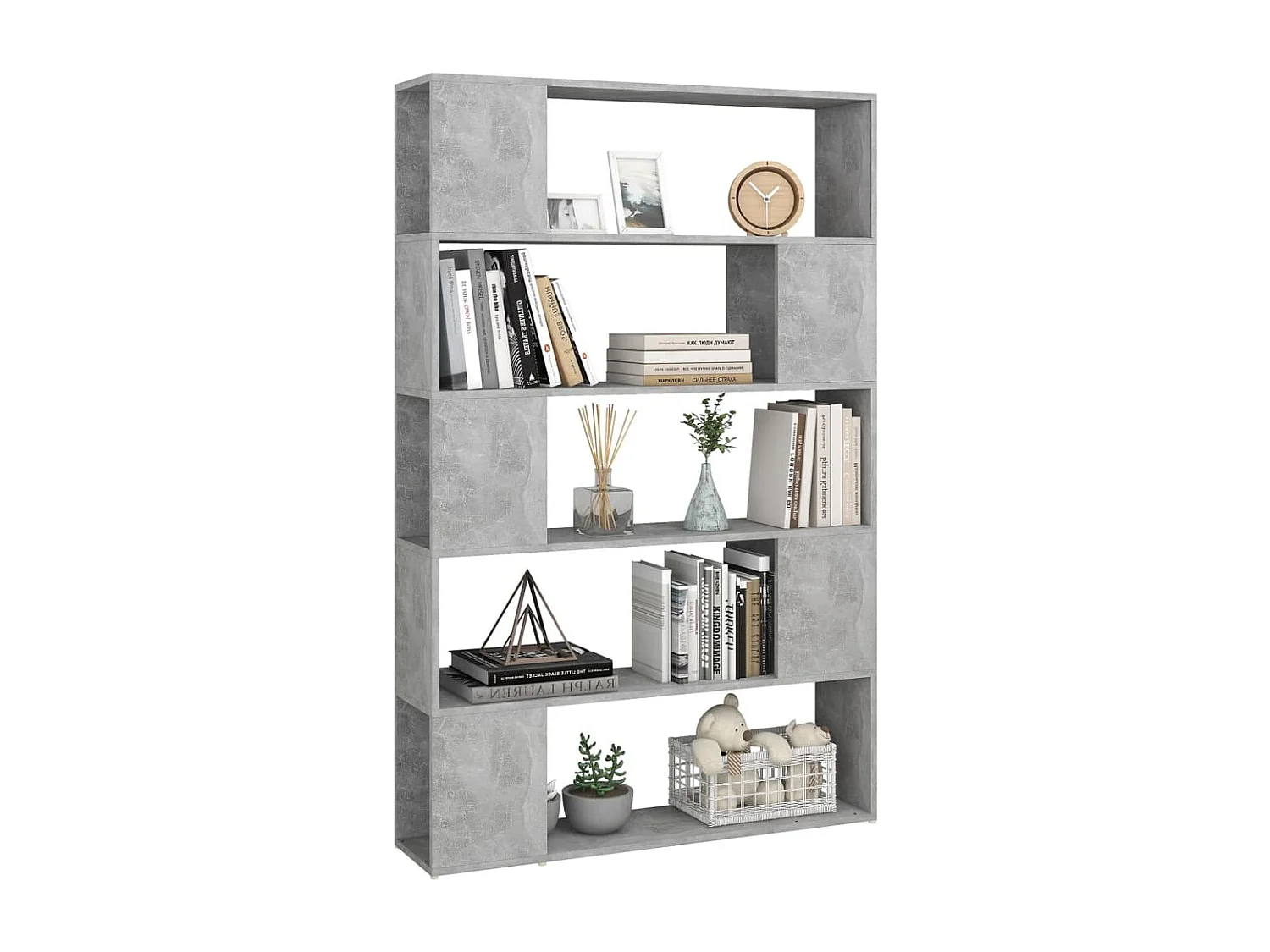 Bibliothèque de séparation Gris béton 100x24x155 cm Aggloméré