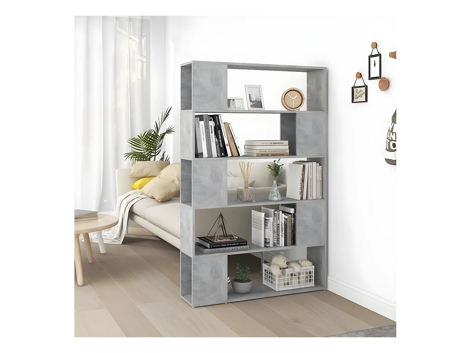 Bibliothèque de séparation Gris béton 100x24x155 cm Aggloméré