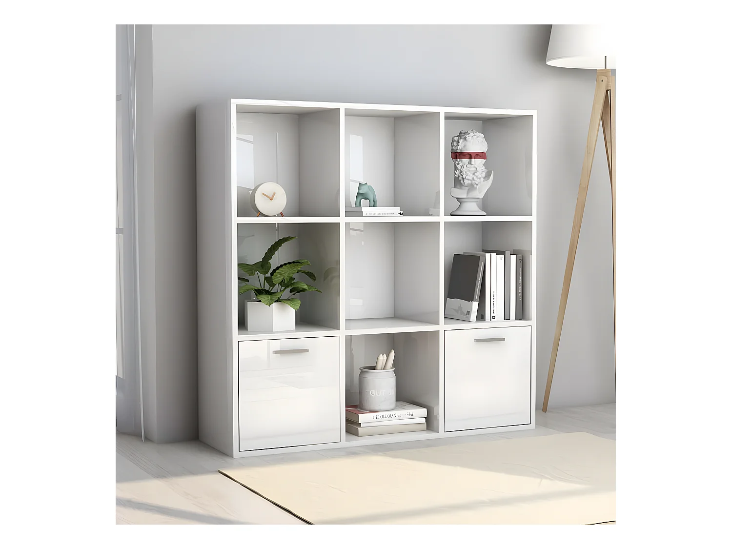 Bibliothèque Blanc brillant 98x30x98 cm Aggloméré