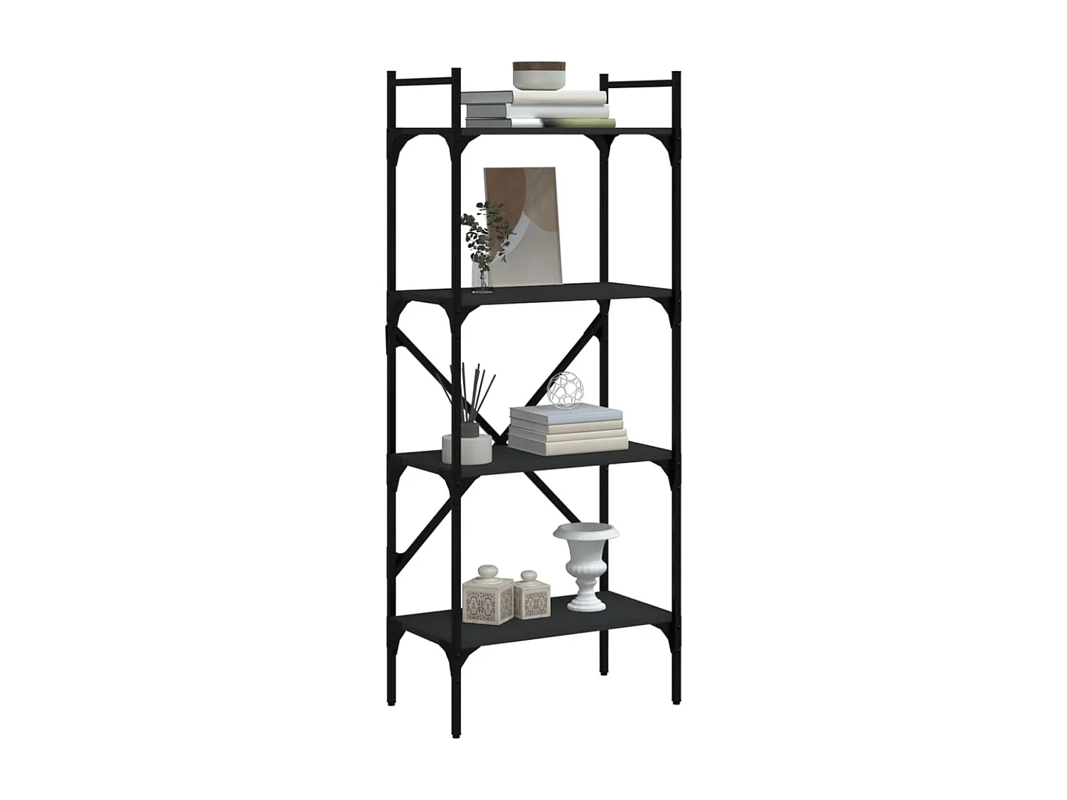 Librería de 5 estantes madera ingeniería negra 56x31,5x138,5 cm