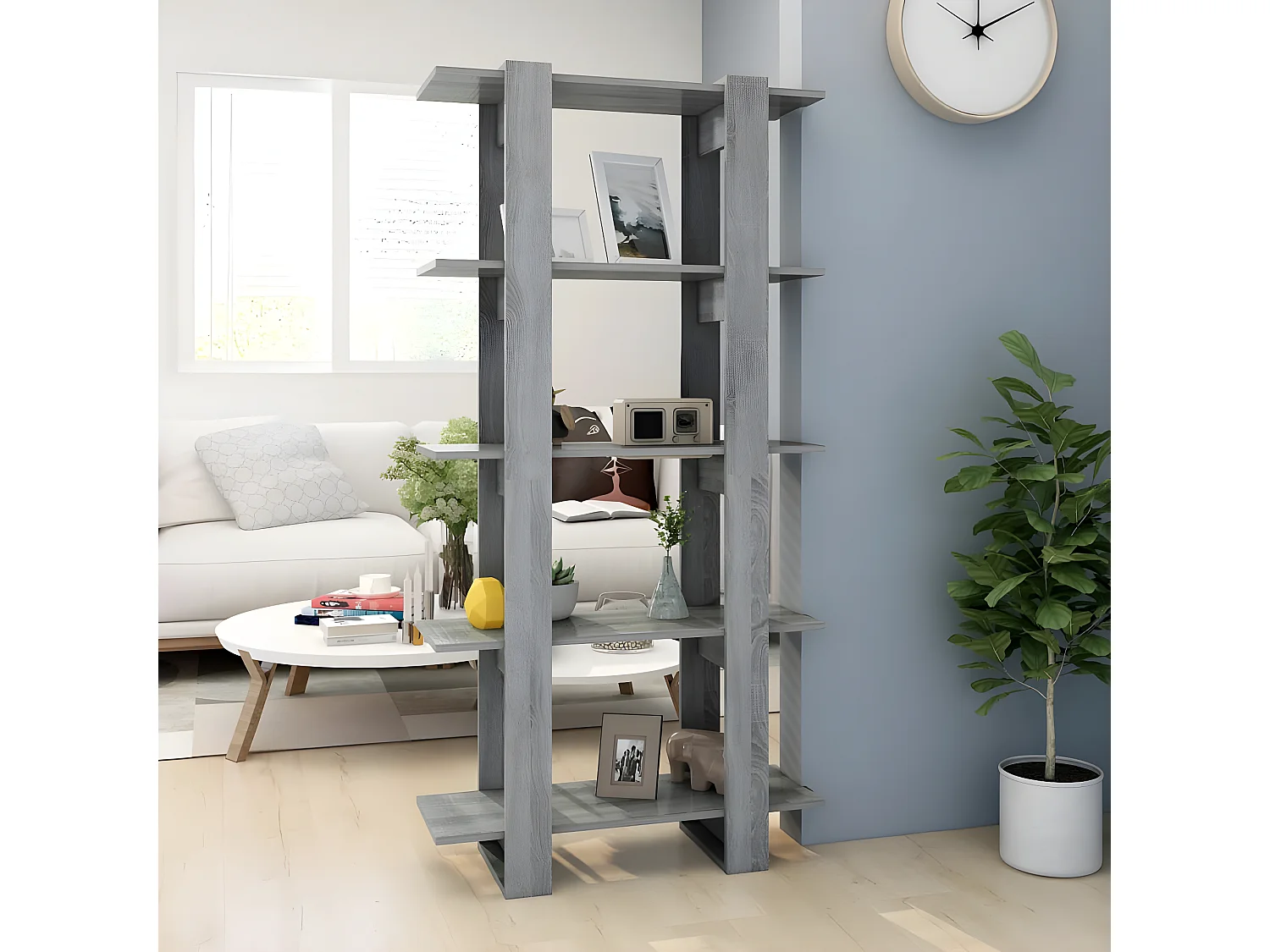 Estantería madera contrachapada gris Sonoma 80x30x160 cm