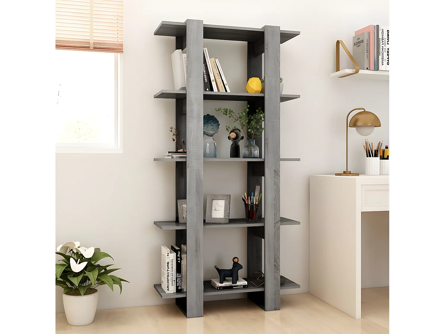 Bibliothèque/Séparateur de pièce Sonoma gris 80x30x160 cm