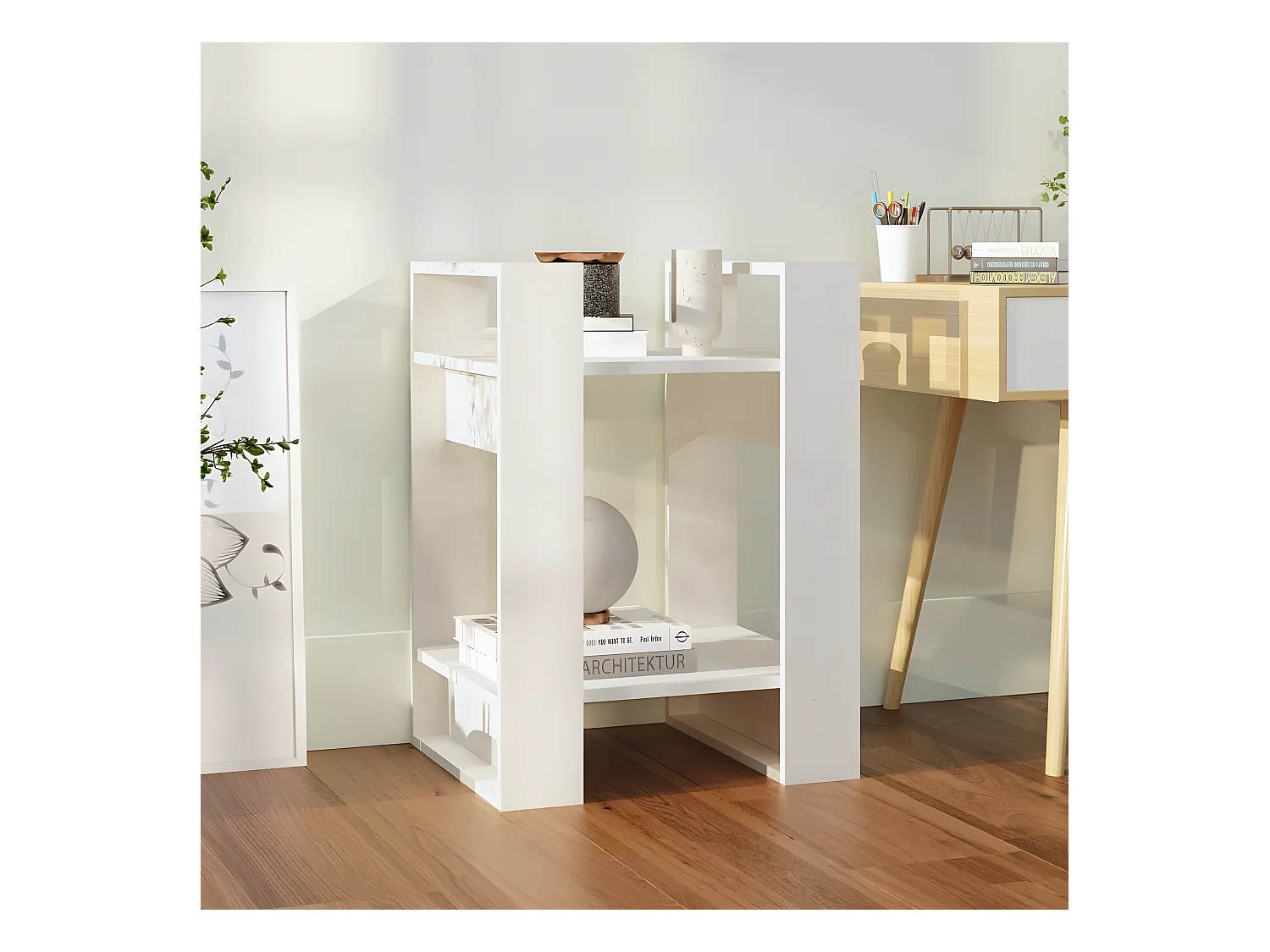 Bibliothèque/Séparateur de pièce Blanc 41x35x57 cm Pin solide