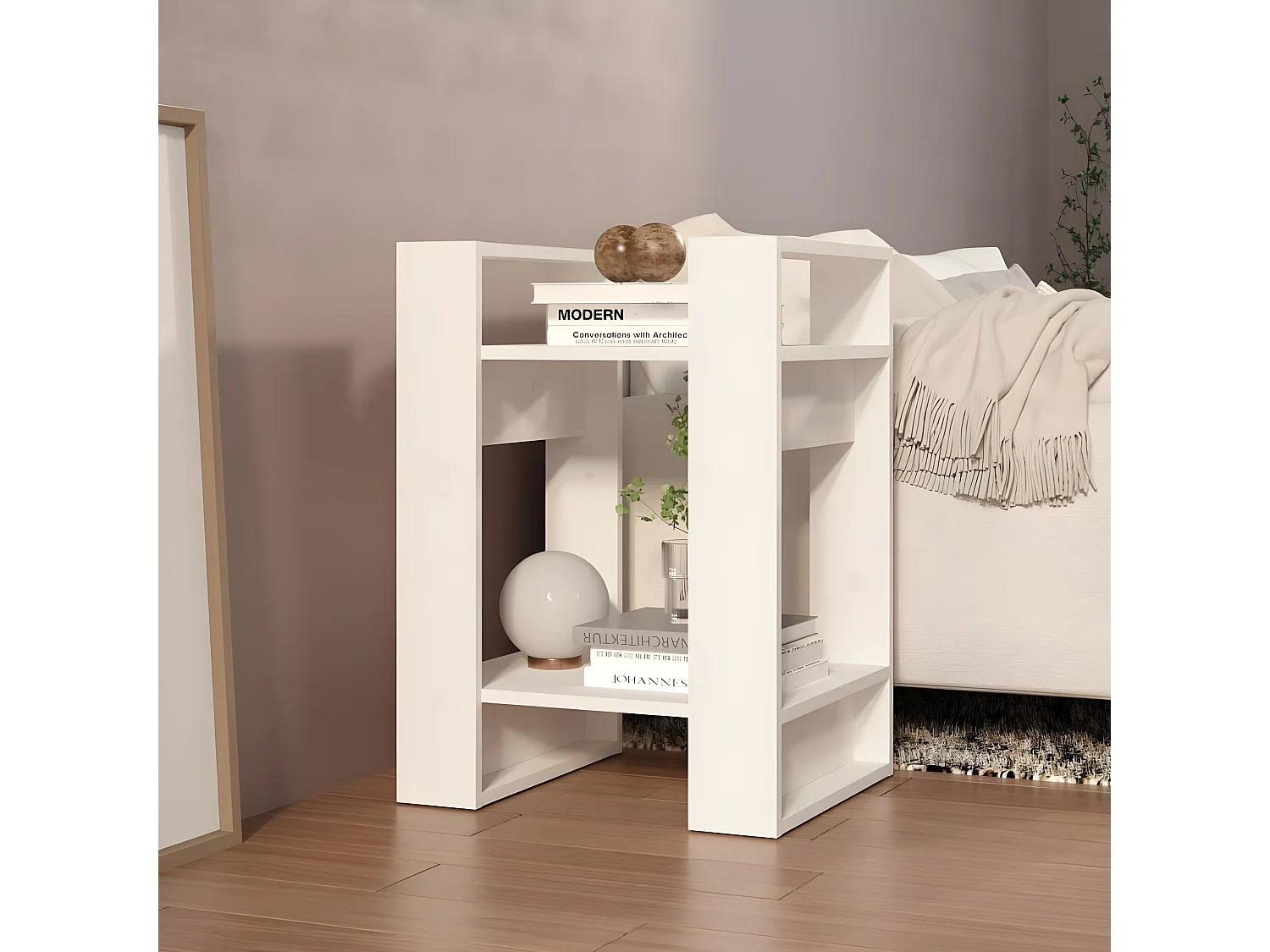 Bibliothèque/Séparateur de pièce Blanc 41x35x57 cm Pin solide