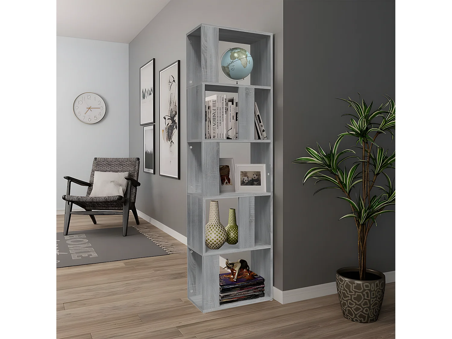 Estantería de madera contrachapada gris Sonoma 45x24x160 cm