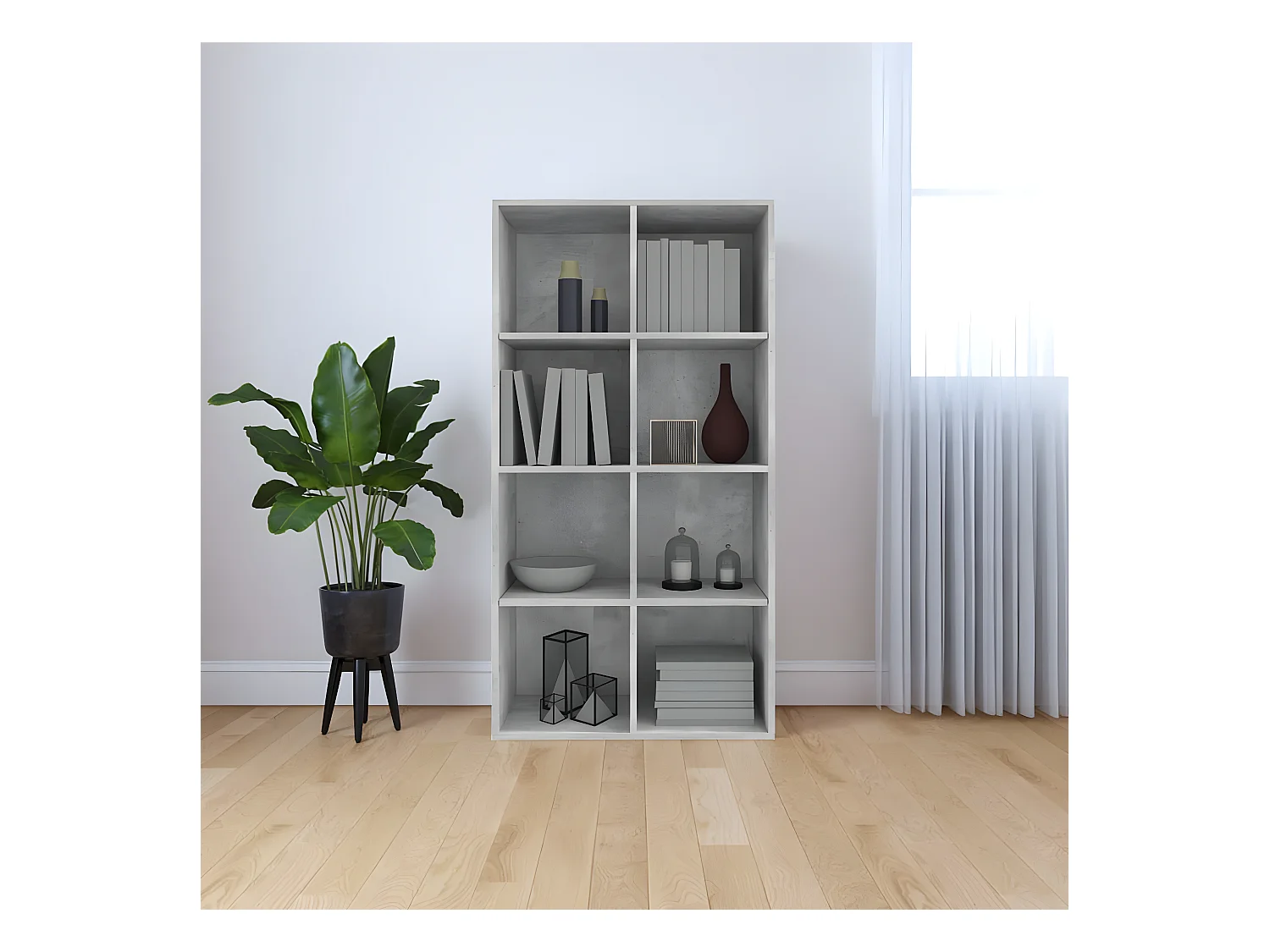 Bibliothèque/Buffet Gris béton 66 x 30 x 130 cm Aggloméré