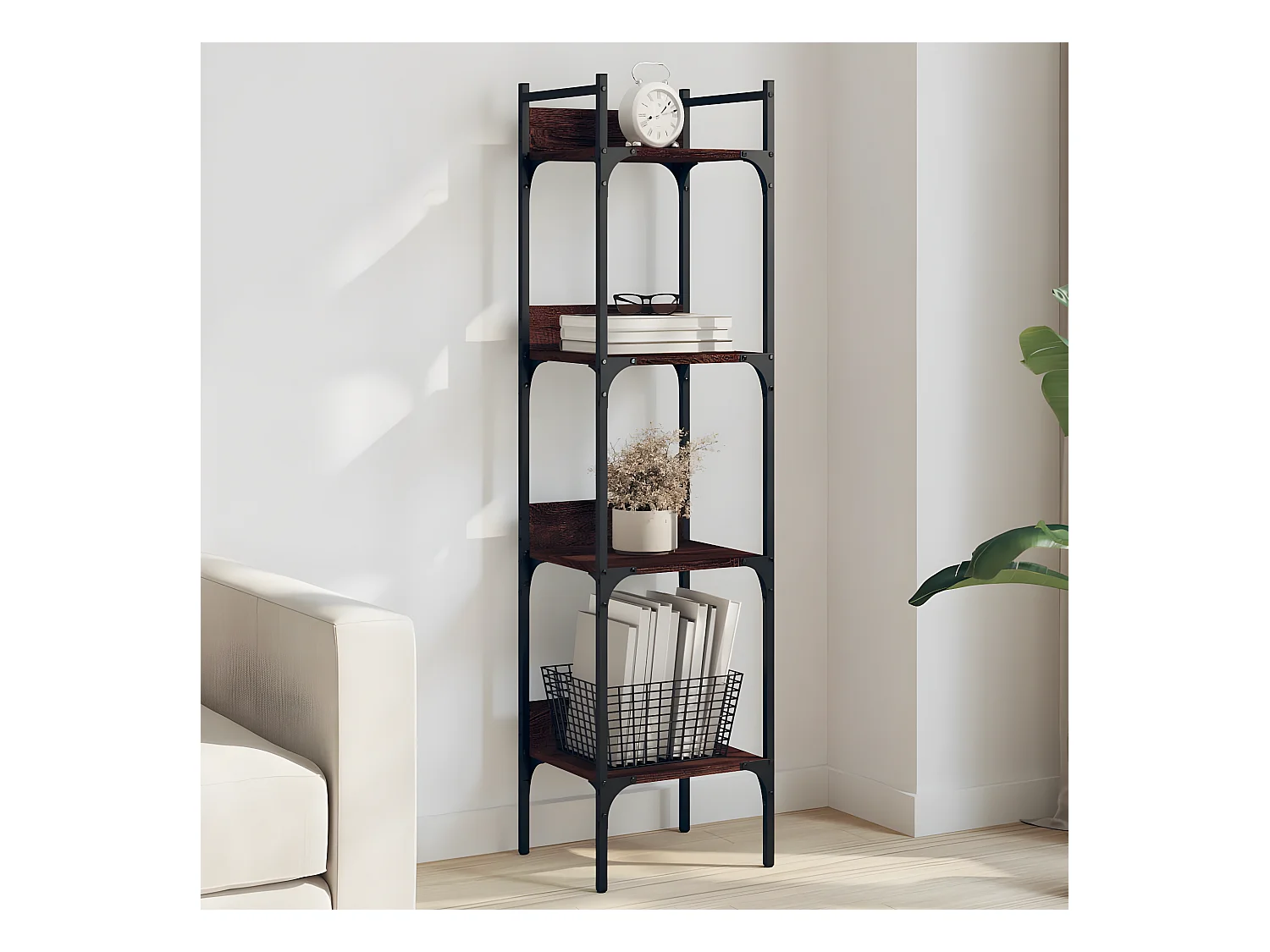 Bibliothèque à 4 niveaux chêne 35x30x138,5 cm bois d'ingénierie