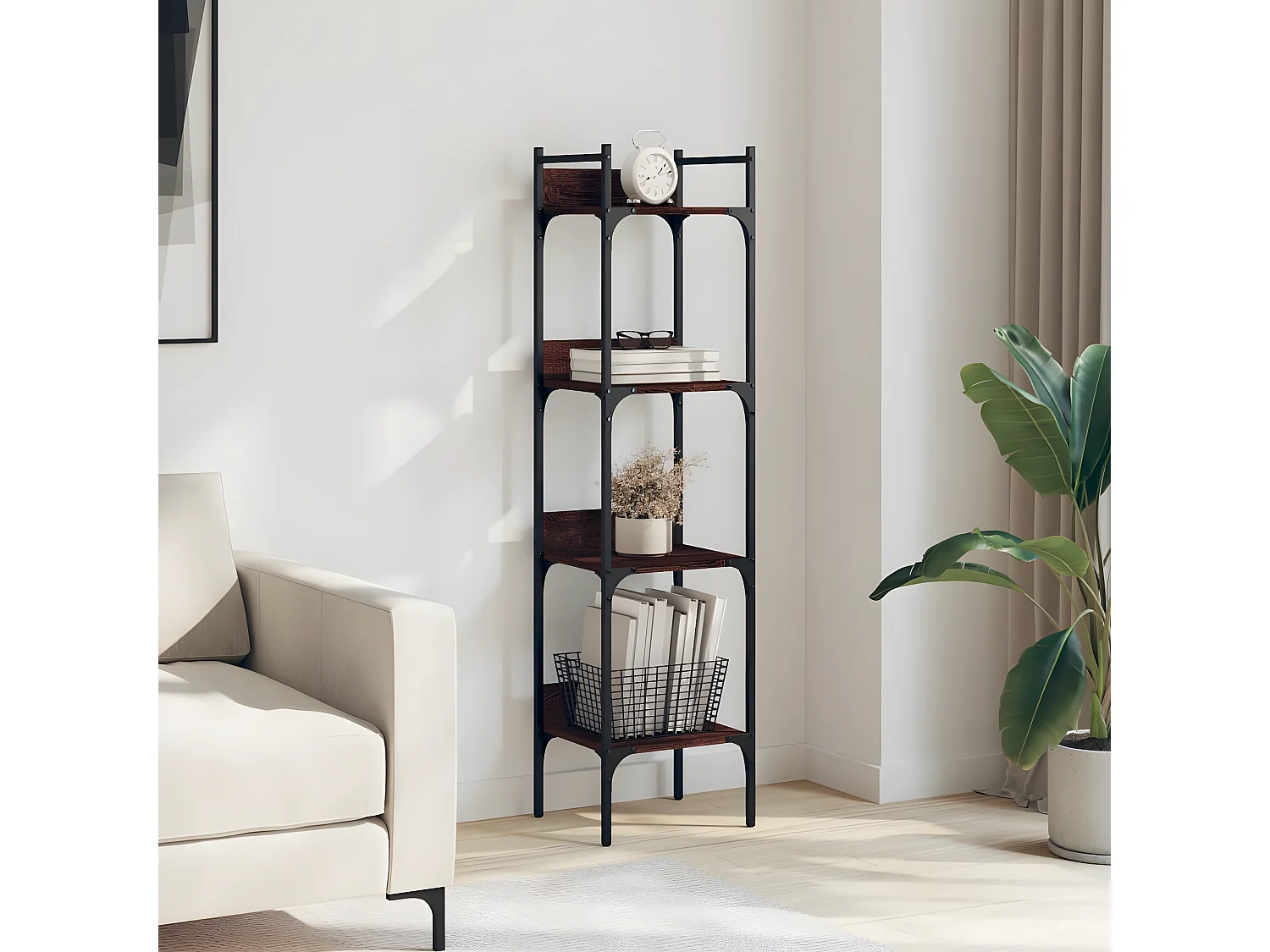 Bibliothèque à 4 niveaux chêne 35x30x138,5 cm bois d'ingénierie