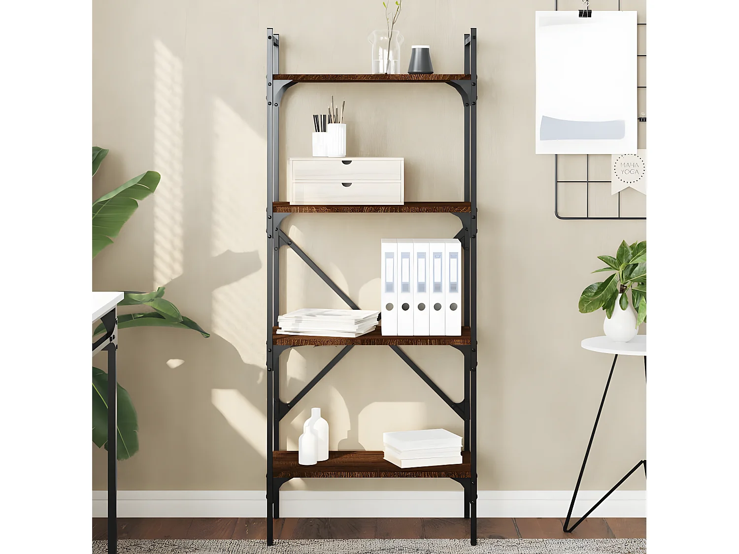 Boekenkast 4-laags 56x31,5x138,5 cm bewerkt hout bruineiken