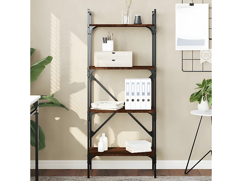 Bibliothèque à 4 niveaux chêne marron 56x31,5x138,5 cm