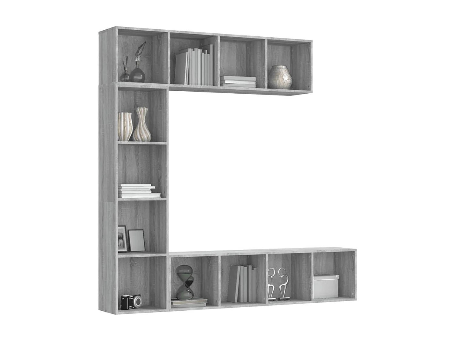 Ensemble bibliothèque/meuble TV 3 pièces Sonoma gris 180x30x180 cm