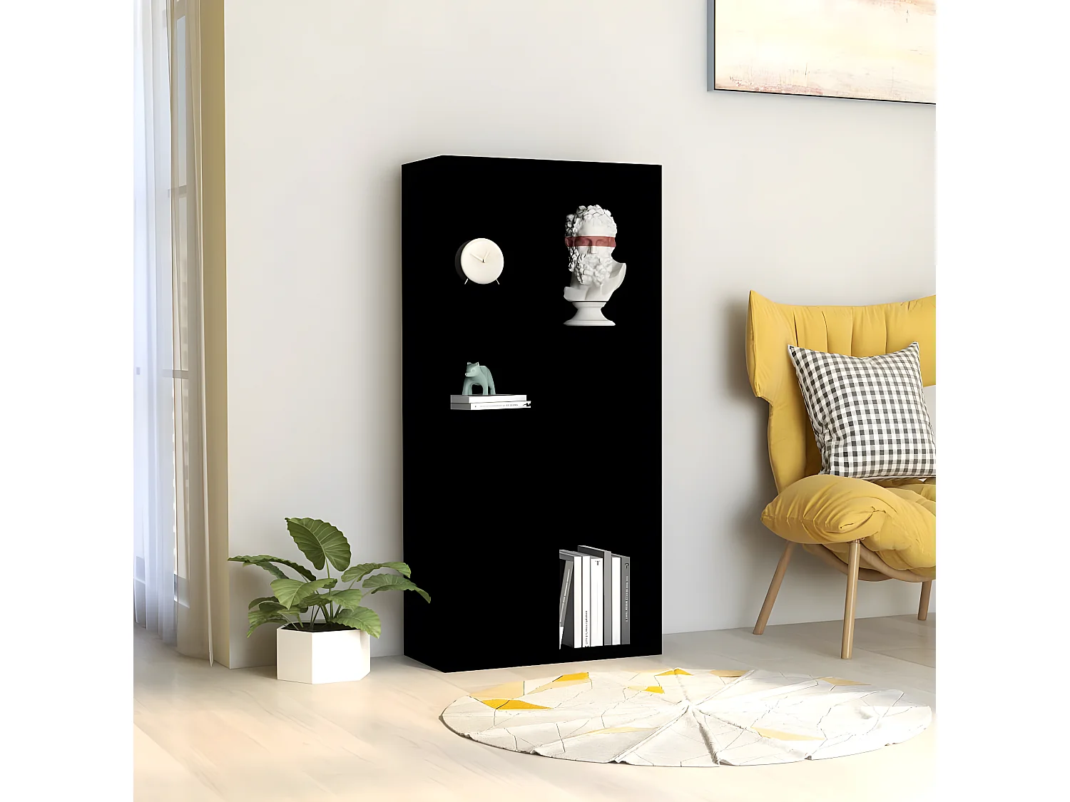 Bibliothèque Noir 50x25x106 cm Aggloméré