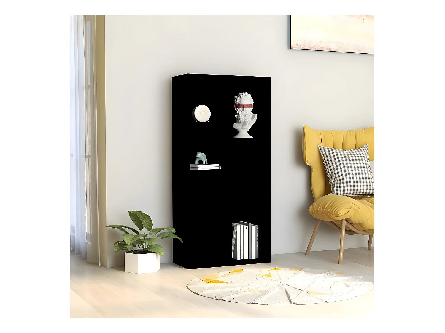 Bibliothèque Noir 50x25x106 cm Aggloméré