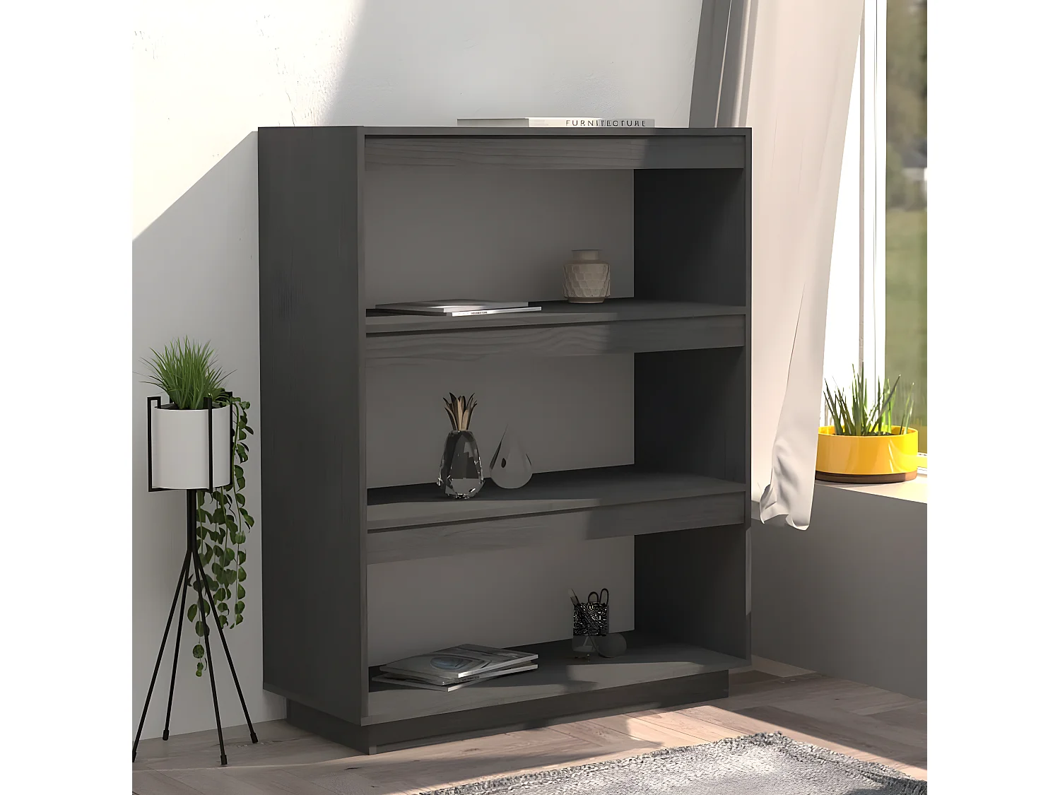 Bibliothèque/Séparateur de pièce Gris 80x35x103 cm Pin massif