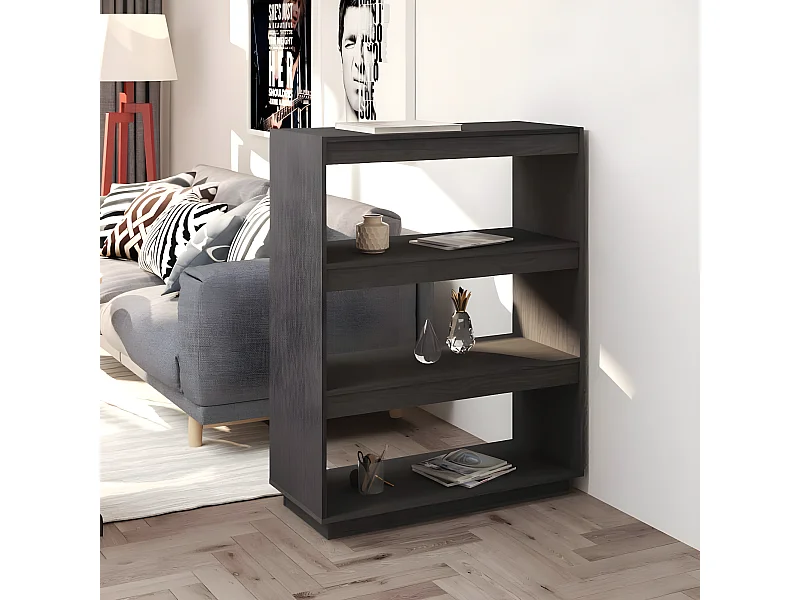 Bibliothèque/Séparateur de pièce Gris 80x35x103 cm Pin massif