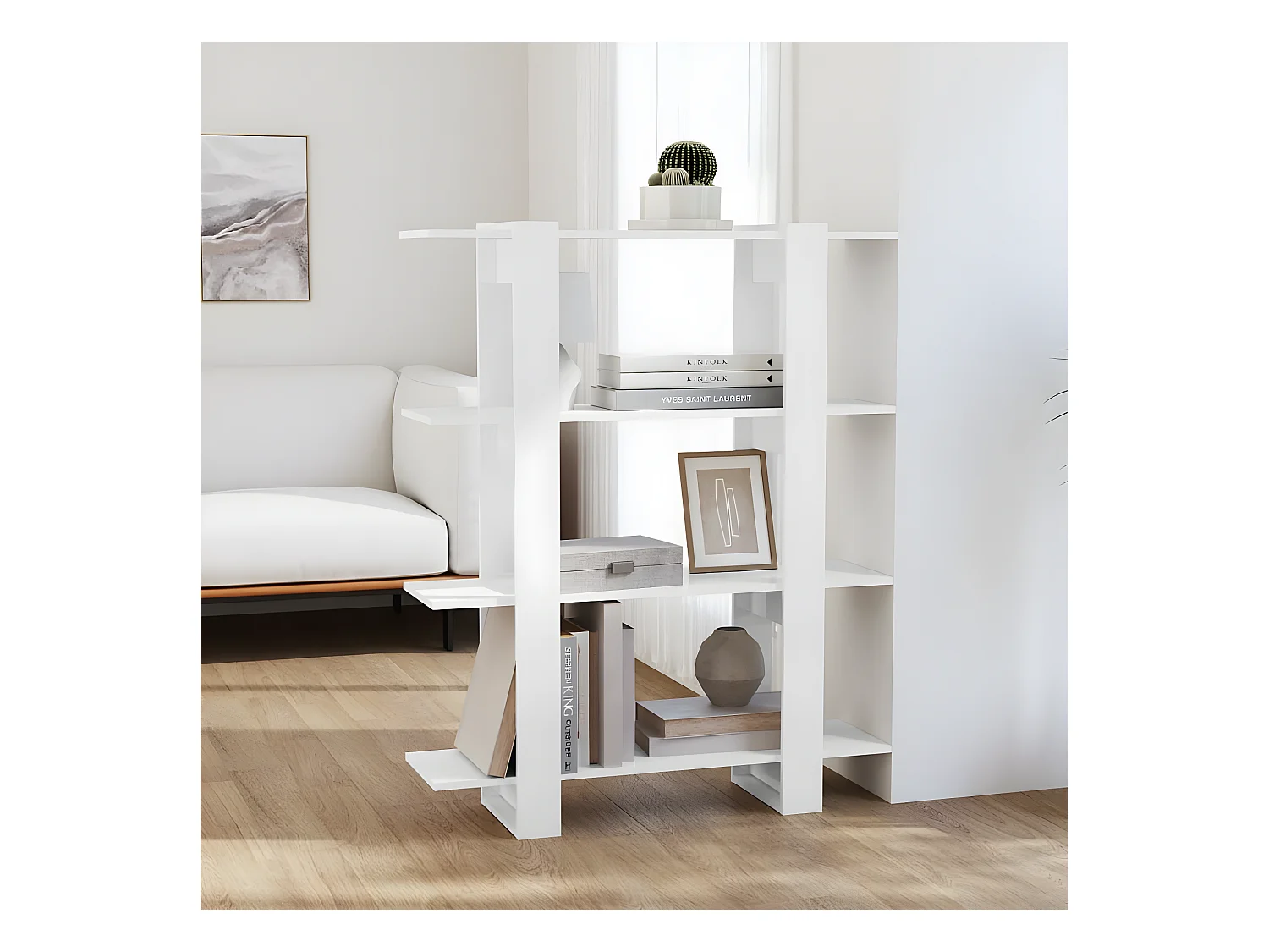 Bibliothèque/Séparateur de pièce Blanc brillant 100x30x123,5 cm