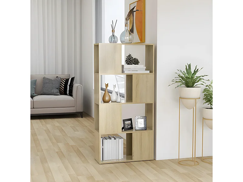 Librería separador contrachapada roble Sonoma 60x24x124,5 cm