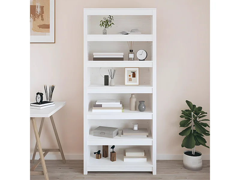Bibliothèque Blanc 80x35x183 cm Bois de pin massif