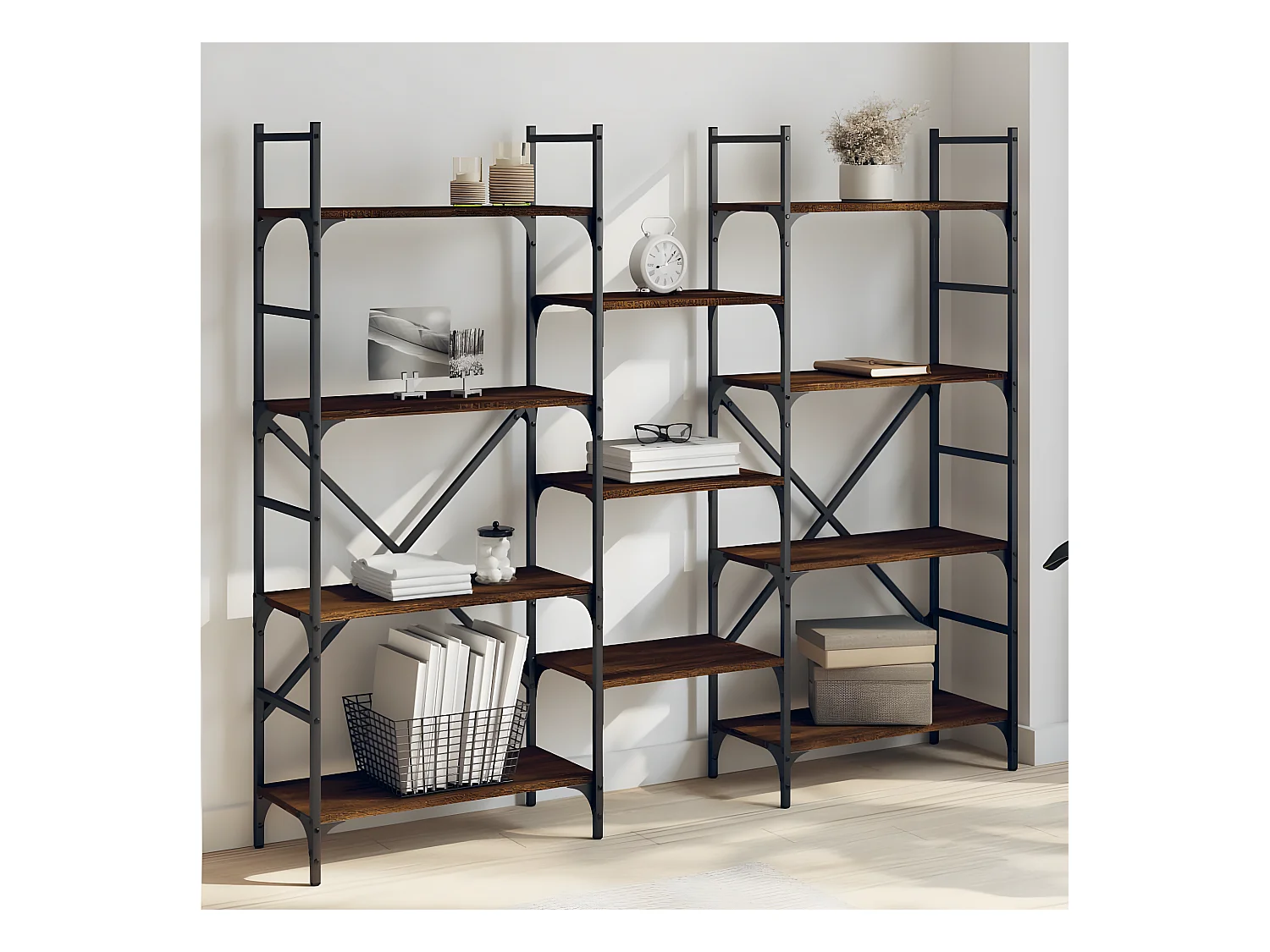 Bibliothèque chêne marron 160x28,5x136,5 cm bois d'ingénierie