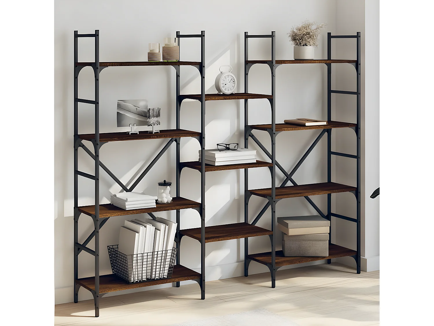 Bibliothèque chêne marron 160x28,5x136,5 cm bois d'ingénierie