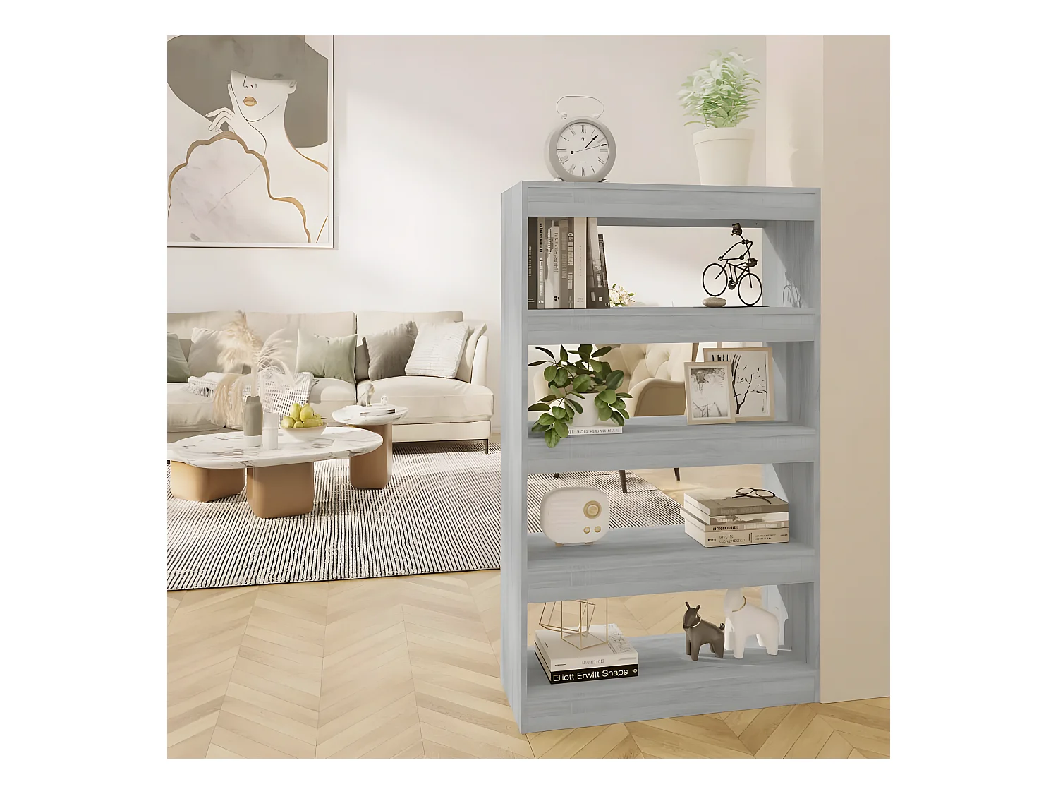 Bibliothèque/Séparateur de pièce Sonoma gris 80x30x135 cm